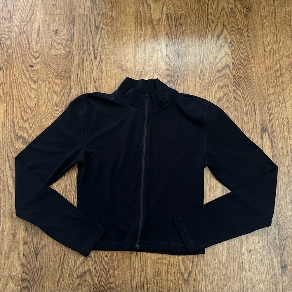 TnAction Black Zip-Up Jacket size large activewear sports soft fabric